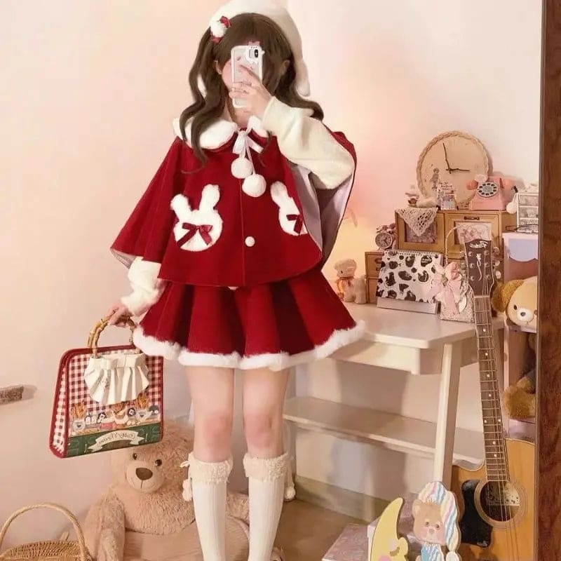 Kawaii Aesthetic Y2K Cute Fairy New Year's Red Dress Suit MK Kawaii Store