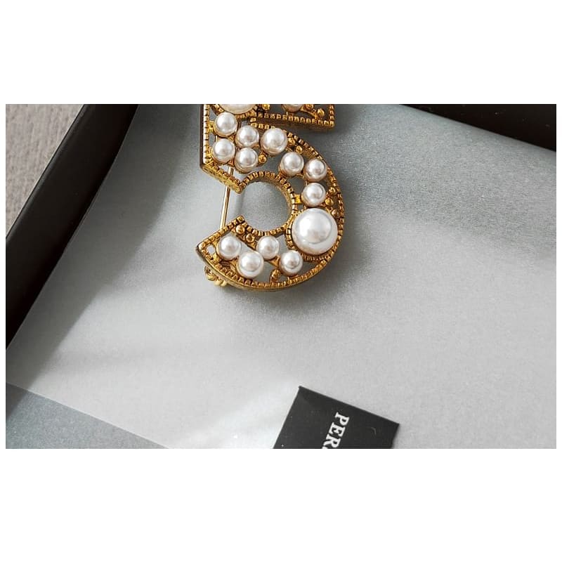 Numbering Faux Pearl Brooch