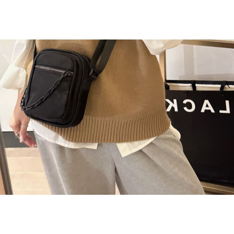 Nylon Plain Crossbody Bag