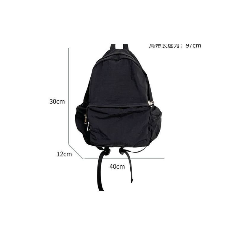 Nylon Plain Zip Backpack