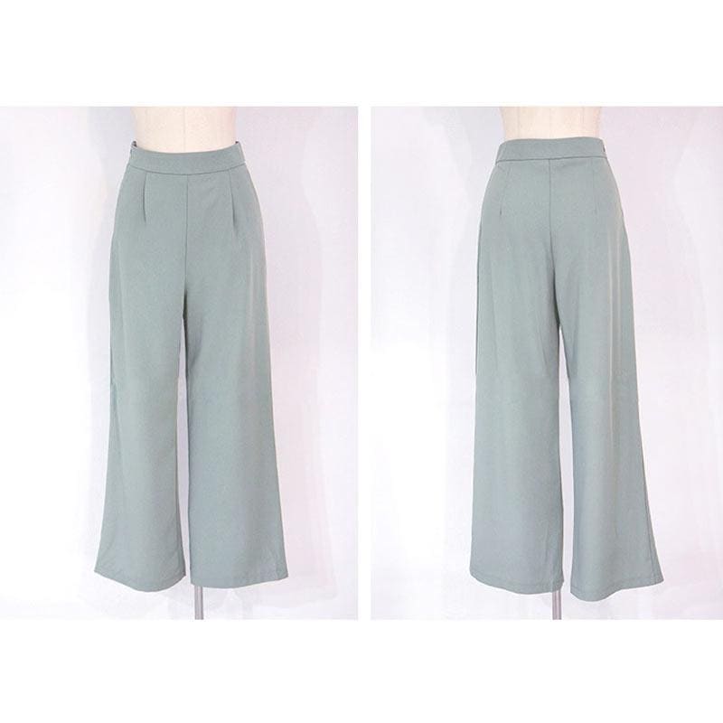 Office Green Sleeveless V-Neck Top Pants Set