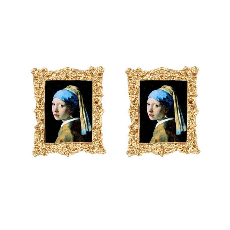 Oil Painting Earrings - Girl with a Pearl Earring - earrings