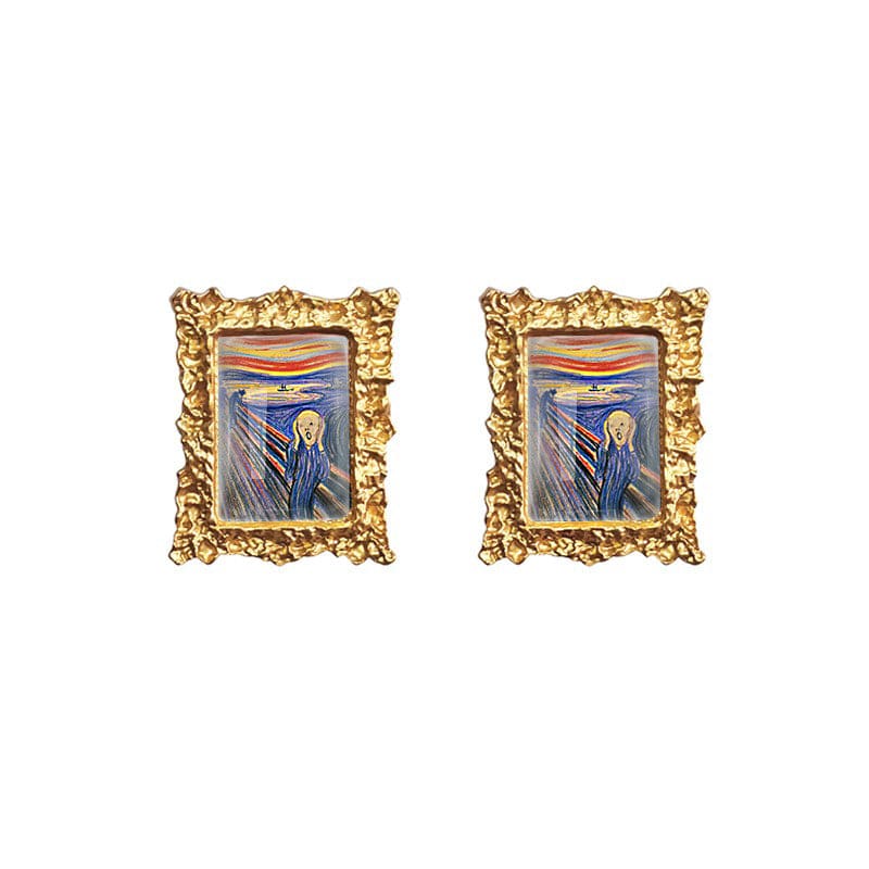 Oil Painting Impressionism Earrings - The Scream - earrings