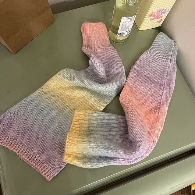 Ombre Knit Leg Warmer - Yellow & Pink / One Size