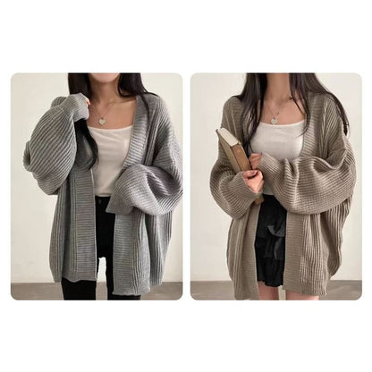 Open-Front Plain Cardigan