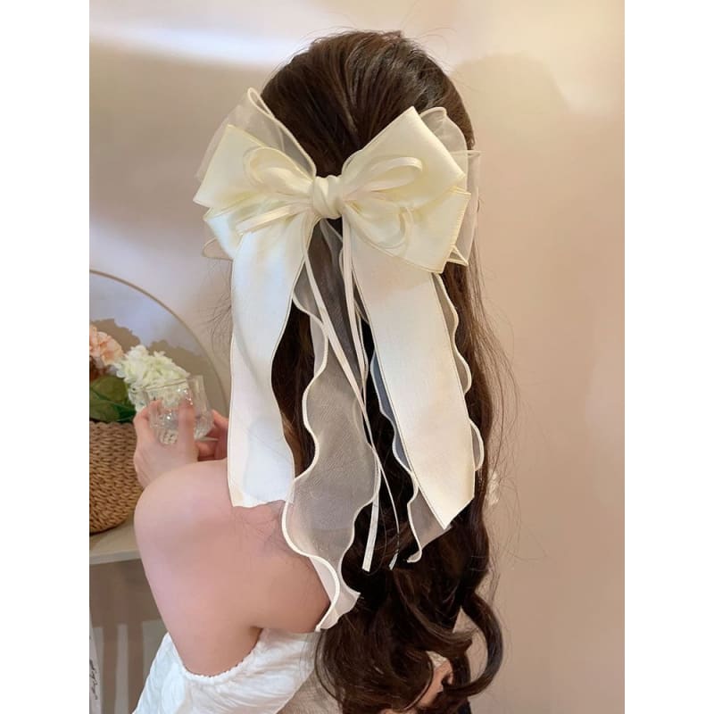 Organza Bow Hair Clip With Long Ribbons