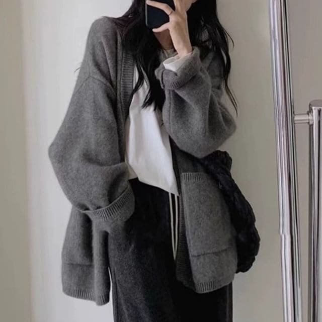 Oversized Open-Front Cardigan