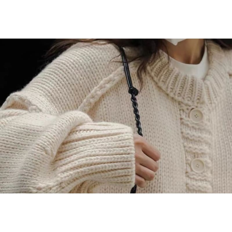 Oversized Stitched Round-Neck Cardigan