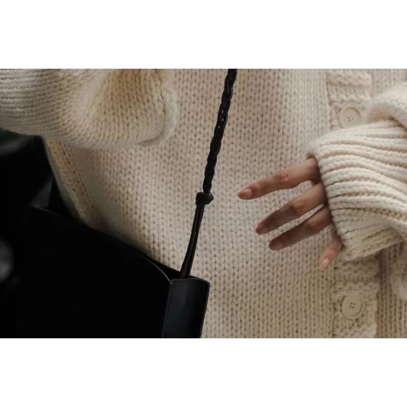 Oversized Stitched Round-Neck Cardigan