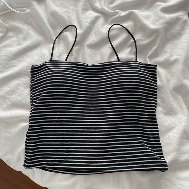 Padded Cami Top - Stripes - Black / One Size