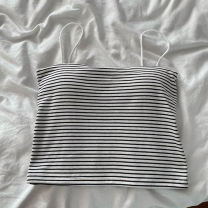 Padded Cami Top - Stripes - White / One Size