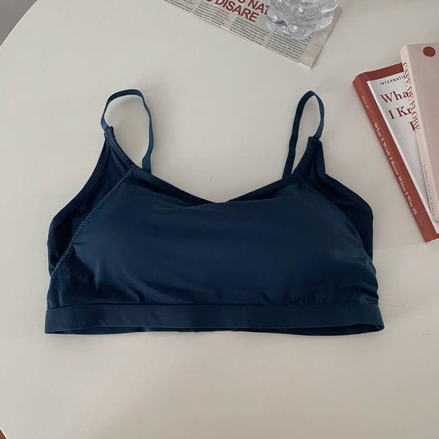 Padded Crop Camisole Top - Blue / One Size