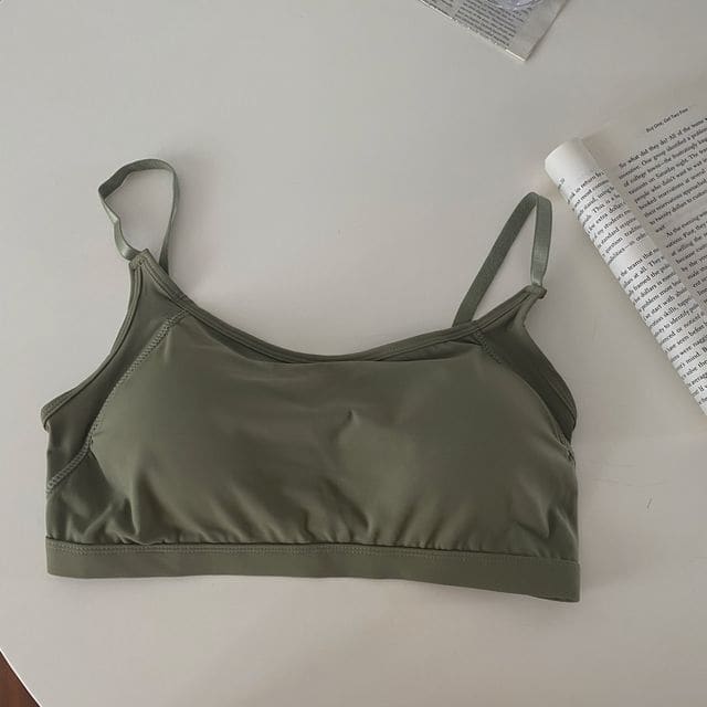 Padded Crop Camisole Top - Green / One Size