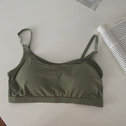 Padded Crop Camisole Top - Green / One Size