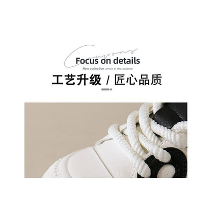 Panda Embroidered Lace-Up Platform Sneakers