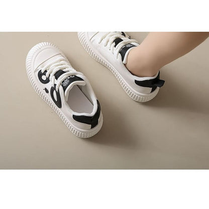 Panda Embroidered Lace-Up Platform Sneakers