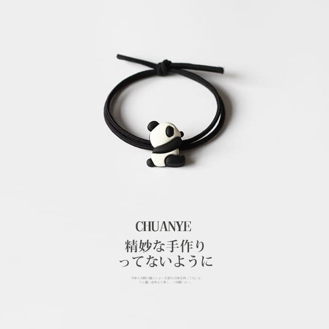 Panda Resin Hair Tie - 01 - Side Panda - Black & White