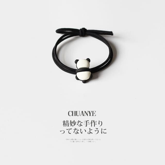 Panda Resin Hair Tie - 02 - Front Panda - Black & White