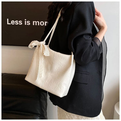 Panel Faux Leather Tote Bag