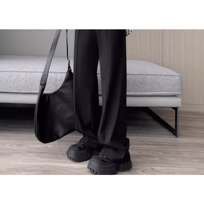 Panel High Waist Wide Leg Slacks