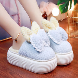 Pastel Bunny and Bows Cute Slippers ON894 - Blue / 36/37 -