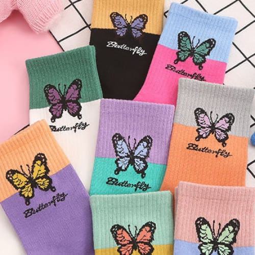 Pastel Butterfly Socks - Socks