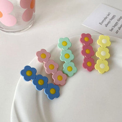 Pastel Flower Hair Clips Set - Other