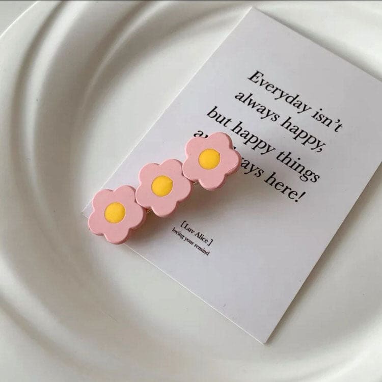 Pastel Flower Hair Clips Set - Standart/ 2pcs / Light Pink