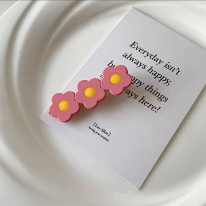 Pastel Flower Hair Clips Set - Standart/ 2pcs / Pink - Other