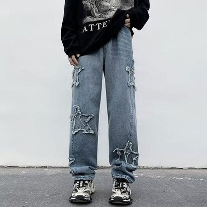 Patch Star Behavior Denim Jeans - Jeans