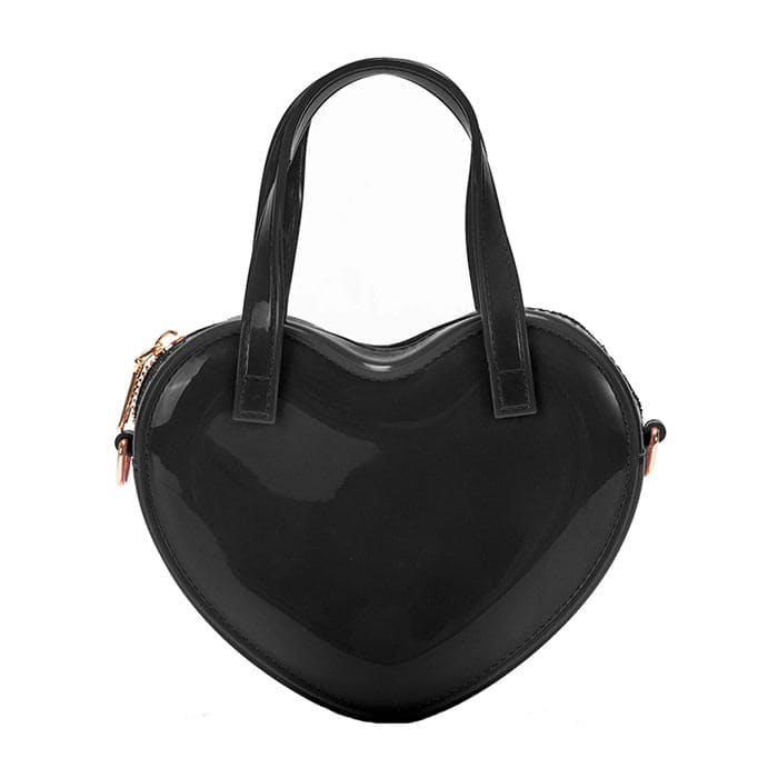 Patent Leather Heart Handbag - Standart / Black - Handbags