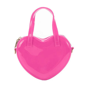 Patent Leather Heart Handbag - Standart / Pink - Handbags