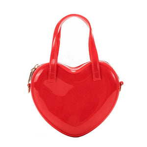 Patent Leather Heart Handbag - Standart / Red - Handbags