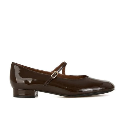 Patent Mary Jane Flats - Chocolate / 34