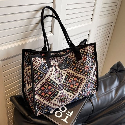 Patterned Fabric Tote Bag