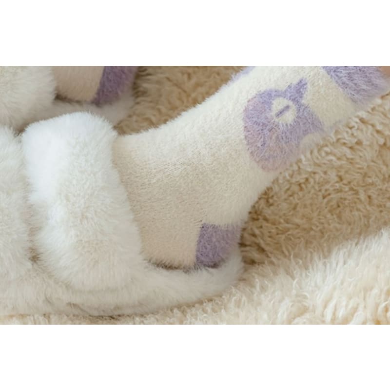 Patterned Fluffy Short Socks Set