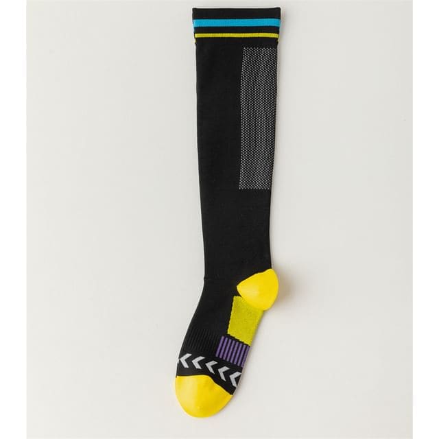 Patterned Knee High Socks - Black & Yellow / One Size