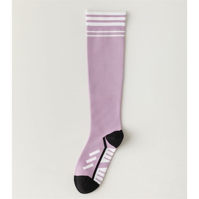 Patterned Knee High Socks - Purple / One Size