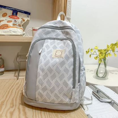 Patterned Paneled Backpack / Peach Charm / Set - Without