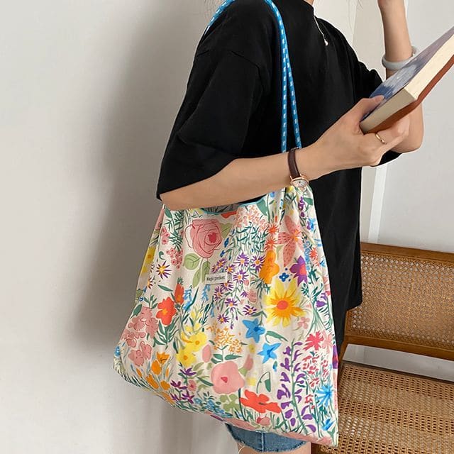 Patterned Print Tote Bag - Tote Bag Without Shoulder Strap