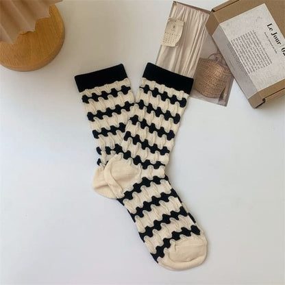 Patterned Short Socks - Black / 35 To 39