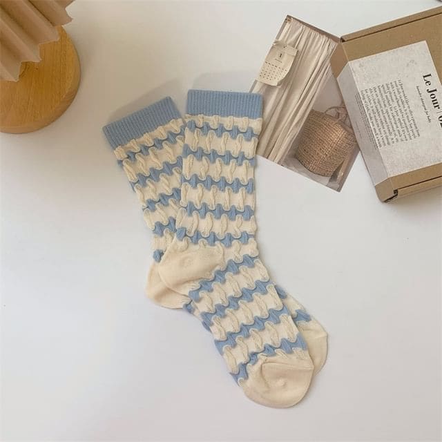 Patterned Short Socks - Light Blue / 35 To 39