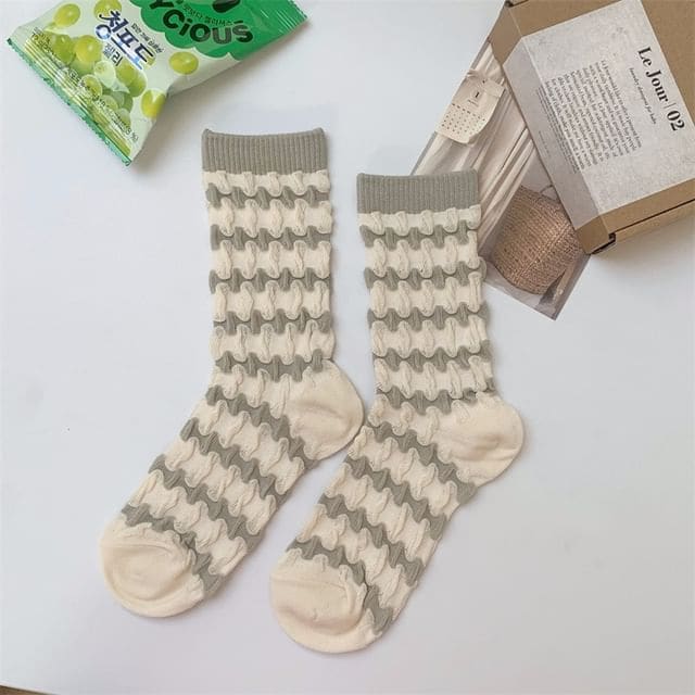 Patterned Short Socks - Light Green / 35 To 39