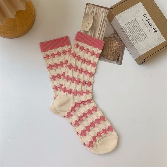 Patterned Short Socks - Pink / 35 To 39