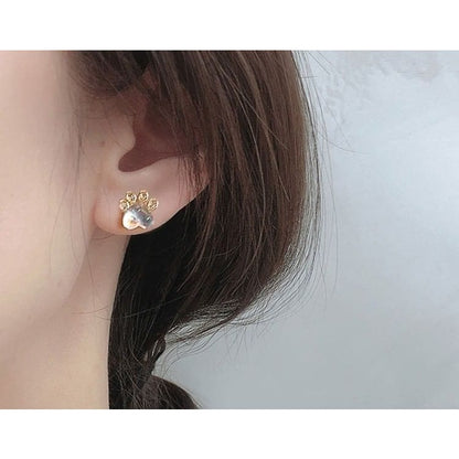 Paw Rhinestone Gemstone Ear Stud