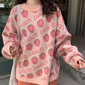 Peach Knit Sweater - Free Size / Pink - Sweaters