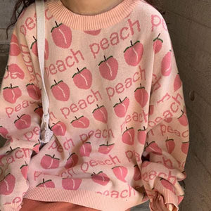 Peach Knit Sweater - Free Size / Pink - Sweaters