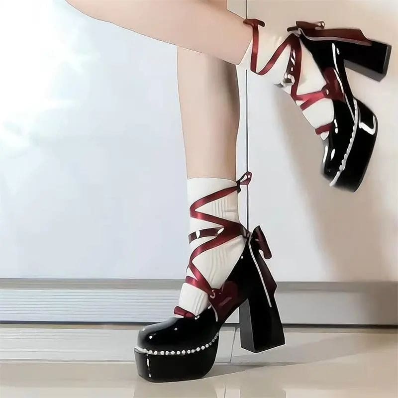 Kawaii Aesthetic Y2K Cute Fairy Elegant Bow Lolita High Heels MK Kawaii Store