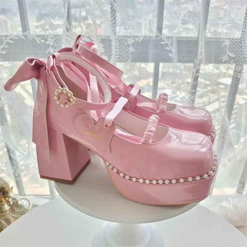 Kawaii Aesthetic Y2K Cute Fairy Elegant Bow Lolita High Heels MK Kawaii Store