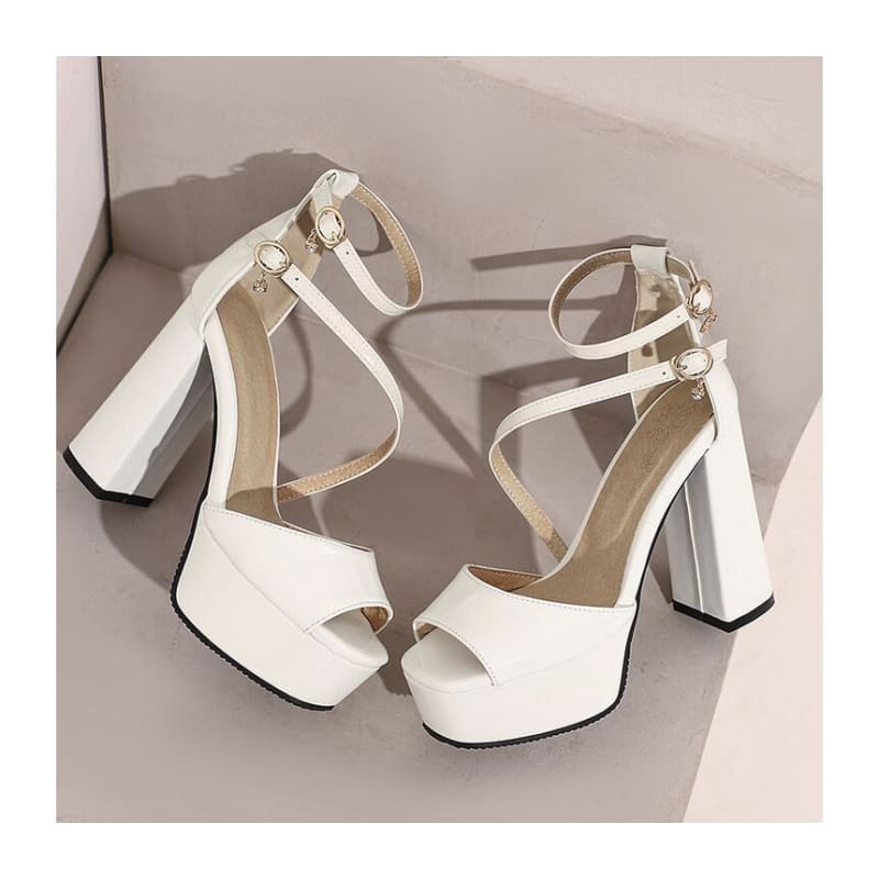 Peep Toe Platform Chunky Heel Sandals